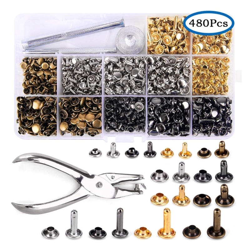 Rivet Setter Tool - مجموعة أدوات التثبيت الجلدية 6:/8 +