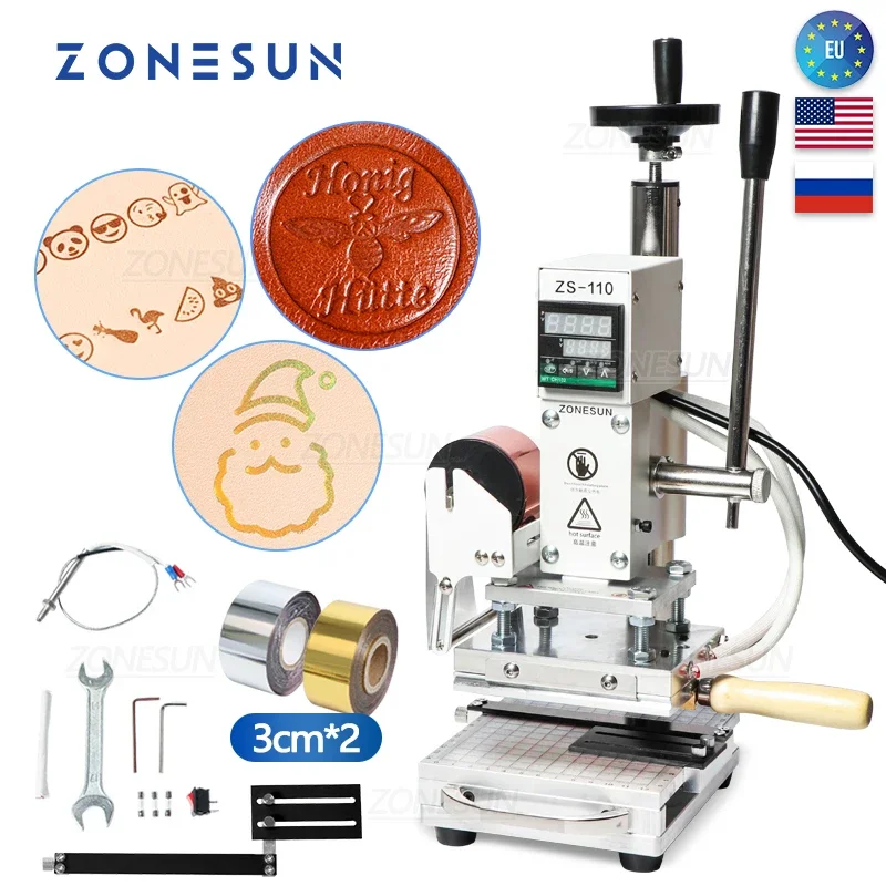 Leatherwork Hand Press - ZONESUN ZS110 الساخن احباط ختم البرنز